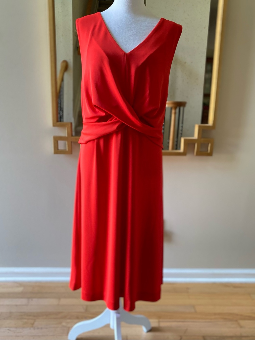 Ann Taylor Twist Front Jersey Dress Crimson Orange sz XL - Picture 4 of 15